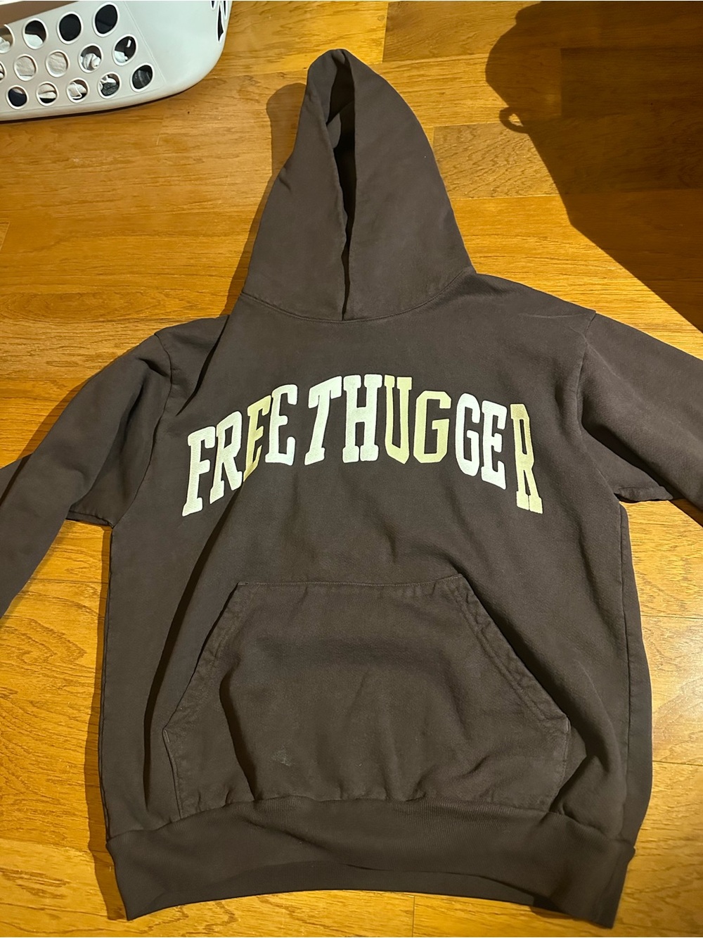 Cactus Jack by Travis Scott Brown Hoodie with Cream 'FREE THUGGER' Print